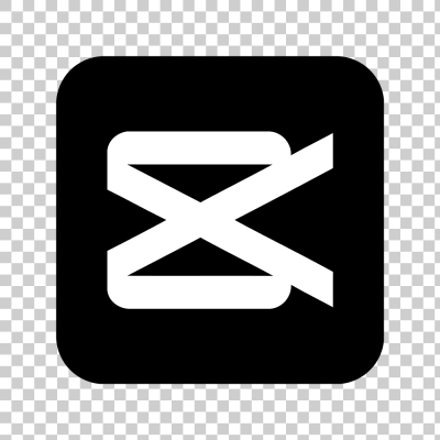 CapCut white app icon logo on black square png