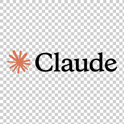 Claude AI official wordmark logo PNG with orange starburst icon