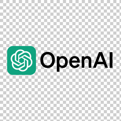 Green and black OpenAI text logo for website png